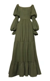 ANDRES OTALORA PRADERA TIERED RUFFLE SILK DRESS