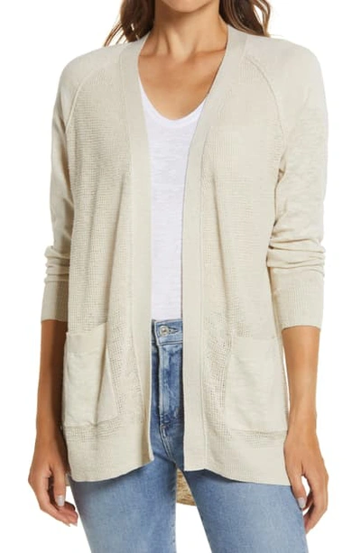 Caslonr Caslon Linen Blend Open Front Cardigan In White