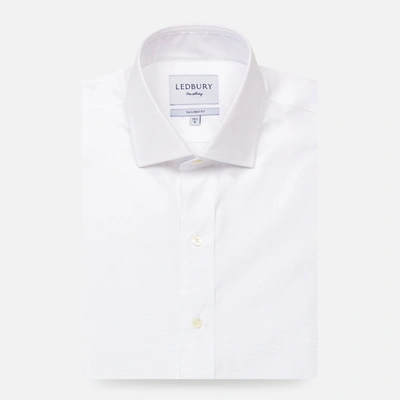 Ledbury Men's White Penbrooke Wrinkle Free Twill Dress Shirt Cotton