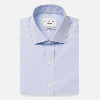 Ledbury Men's Blue Penbrooke Wrinkle Free Twill Dress Shirt Cotton