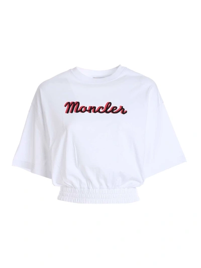 Moncler Flock Logo Crop T-shirt In White