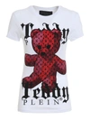 PHILIPP PLEIN ROUND NECK SS MONOGRAM TEDDY T-SHIRT IN WHITE