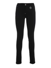 PHILIPP PLEIN SKULL BUTTON JEGGINGS IN BLACK