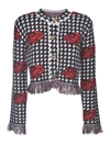 VERSACE CHECKED PRINT AND ROSES CARDIGAN
