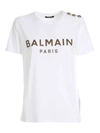 BALMAIN BUTTONS ON THE SHOULDER T-SHIRT IN WHITE