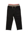 Burberry Icon Stripe Drawstring Trousers In Black