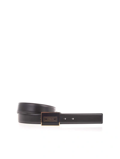 Versace Branded Buckle Belt In Black