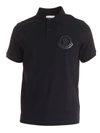MONCLER POLO SHIRT WITH TONE-ON-TONE LOGO IN BLACK
