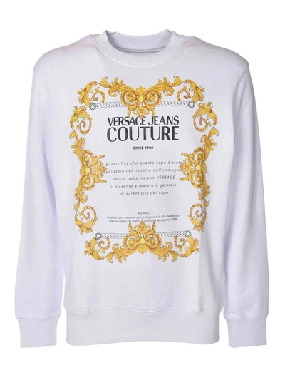 Versace Jeans Couture Cotton Oversized Sweatshirt 44 Transfer In White