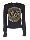 VERSACE JEANS COUTURE MAXI LOGO PULLOVER IN BLACK