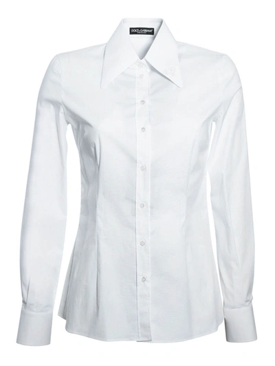 Dolce & Gabbana Maxi Collar Shirt In White