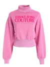 VERSACE JEANS COUTURE LOGO HIGH NECK SWEATSHIRT IN PINK