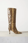 BY FAR STEVIE SNAKE-EFFECT LEATHER KNEE BOOTS