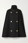 LOEWE CHAIN-EMBELLISHED DOUBLE-BREASTED WOOL CAPE