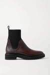 LOEFFLER RANDALL BRIDGET TEXTURED-LEATHER AND STRETCH-KNIT CHELSEA BOOTS