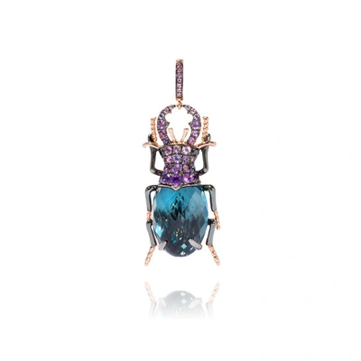 Annoushka 18ct Rose Gold Mythology Blue Topaz Beetle Charm