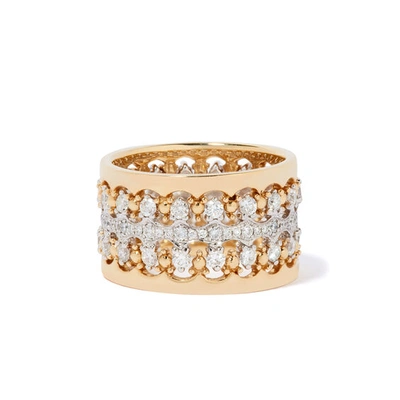 Annoushka 18kt Yellow And White Gold Crown Double Diamond Ring Stack In 18ct Yellow Gold