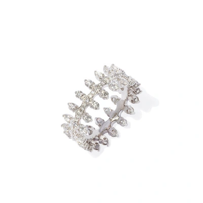 ANNOUSHKA CROWN 18CT WHITE GOLD DOUBLE DIAMOND RING,C029161