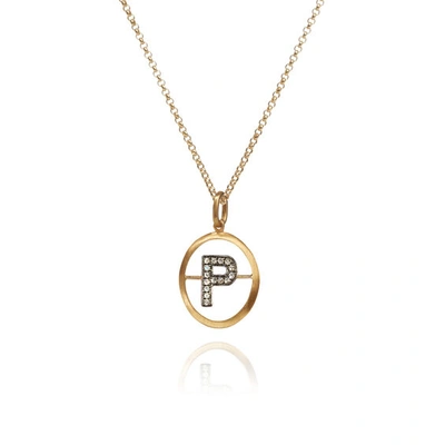 Annoushka 14kt And 18kt Yellow Gold P Diamond Initial Pendant Necklace In Silver