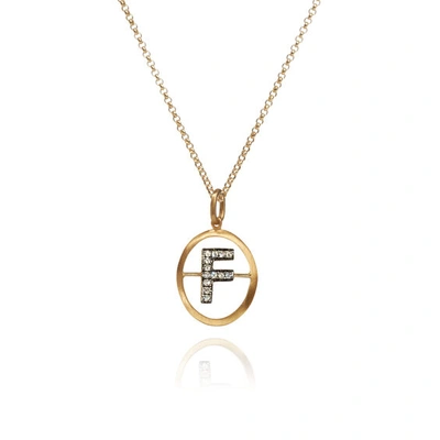 Annoushka 14kt And 18kt Yellow Gold F Diamond Initial Pendant Necklace In 18ct Yellow Gold