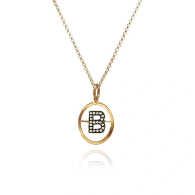 Annoushka  14kt And 18kt Yellow Gold B Diamond Initial Pendant Necklace In 18ct Yellow Gold