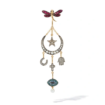 Annoushka 18ct Gold Love Diamonds Lunar Multi-stone Drop Earring Left