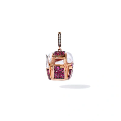 Annoushka 18ct Rose Gold Ruby Diamond Cable Car Charm