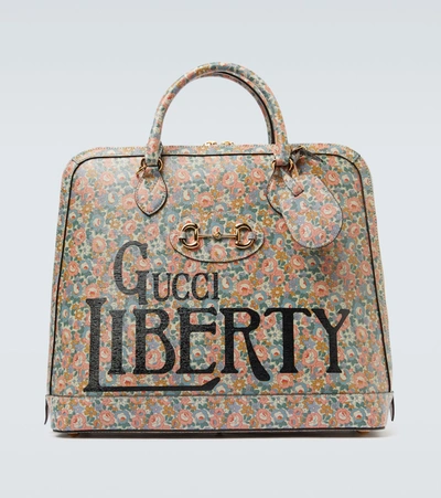 Gucci X Liberty London 1955 Horsebit Floral Leather Top Handle Bag In Pink