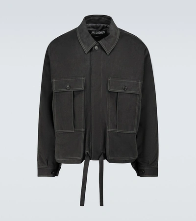 Jacquemus Contrast Stitching Padded Jacket In Grey