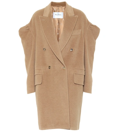 Max Mara Dropped Puff Sleeves Double-breasted Coat In Cammello