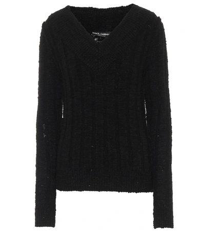 Dolce & Gabbana Blue Button Cardigan Virgin Wool Sweater In Black