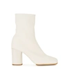 ACNE STUDIOS 85 ECRU LEATHER ANKLE BOOTS,3917436