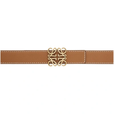 Loewe Brown Contrast Stitch Anagram Belt In Tan/black