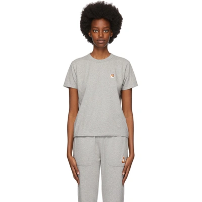 Maison Kitsuné Grey Fox Head Patch Classic T-shirt In Grey Melange