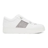Jimmy Choo Hawaii Embellished Perforated Leather Sneakers In White,silver