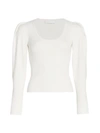 Jonathan Simkhai Mila Puff-sleeve Sweater In White