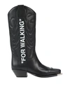 Off-white For Walking Embroidered Printed Textured-leather Knee Boots In Black