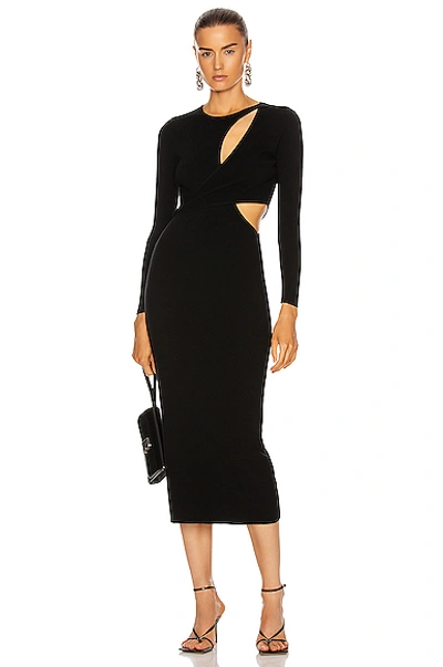 A.l.c Lorelei Long Sleeve Cutout Knit Midi Dress In Black