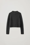 Cos Recycled Cashmere-wool Mix Cropped Jumper In Grey