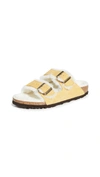 Birkenstock Arizona Genuine Shearling Slide Sandal In Ochre/natural