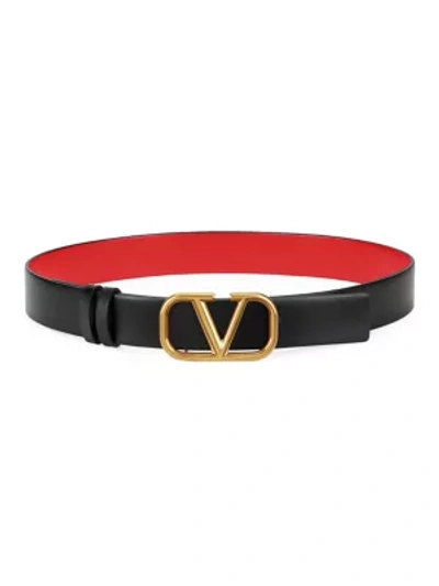 Valentino Garavani V-logo Belt In Black Red