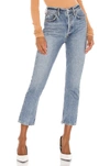 Agolde Riley High-rise Straight Crop Stagger Jeans In Emulsion