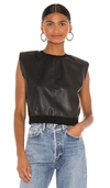 ALICE AND OLIVIA KENDRICK VEGAN LEATHER TOP,ALI-WS422