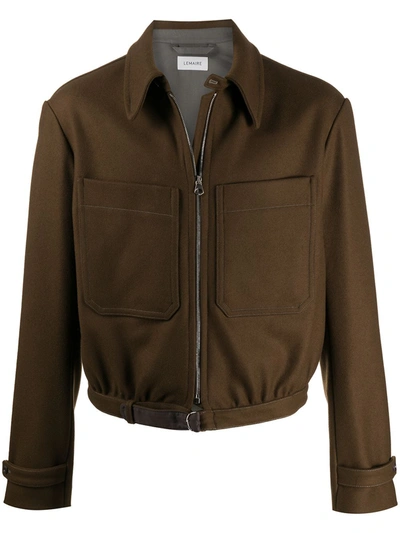 Lemaire Wool Twill Jacket In 487 Drkbrwn