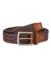 Saks Fifth Avenue Collection Woven Leather & Cotton Belt In Brown Blue