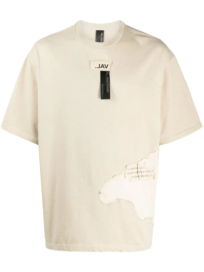 Val Kristopher Logo Patch Destroyed Dtl Cotton T-shirt In Neutrals
