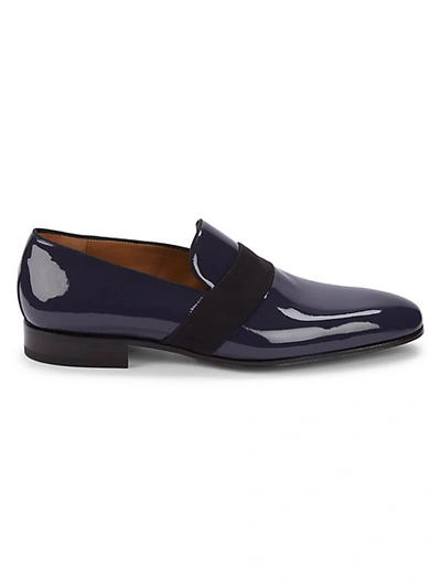 Di Bianco Almond Toe Loafers In Navy