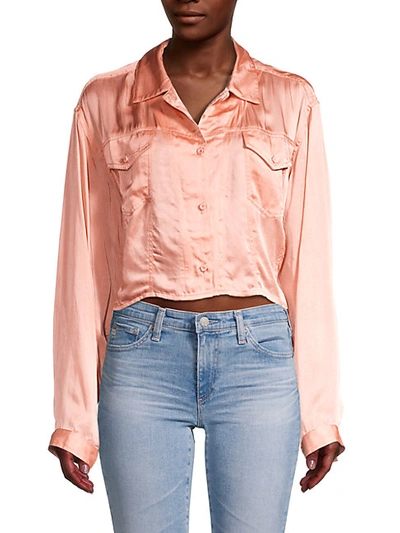 All Things Mochi Long-sleeve Cropped Shirt In Rose