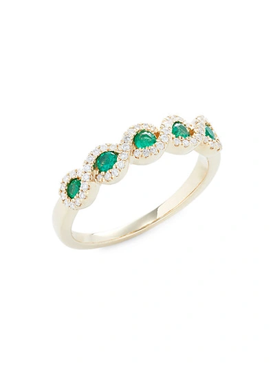 Saks Fifth Avenue 14k Yellow Gold, Emerald & Diamond Ring