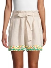 ALL THINGS MOCHI WOMEN'S CHEVRON LINEN SHORT,0400013063165